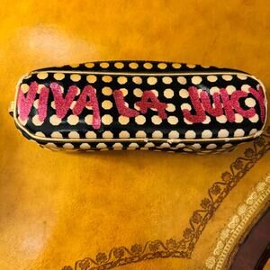 Juicy Couture Gold & Black Quilted Cotton Viva Makeup Cosmetic Travel Case Bag